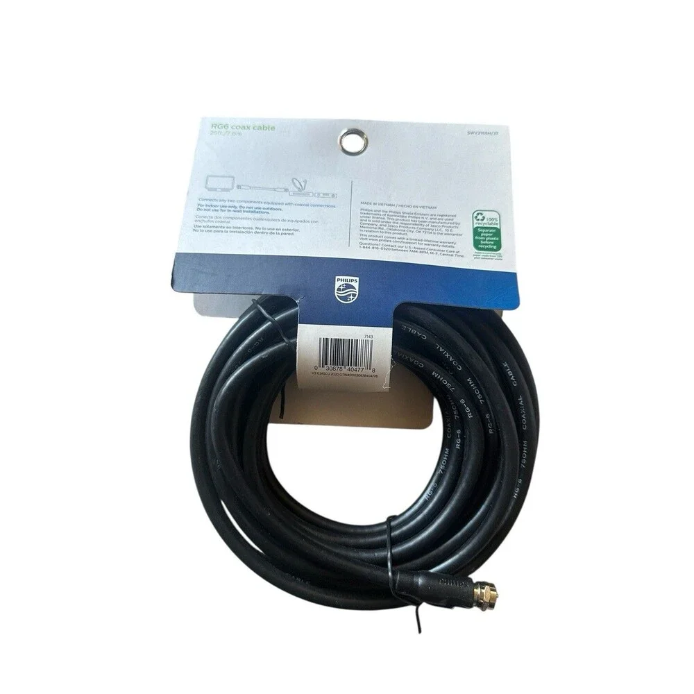 Philips 25' RG6 Coax Cable Black New in  Package For All Brand NEW SWV2155H/37